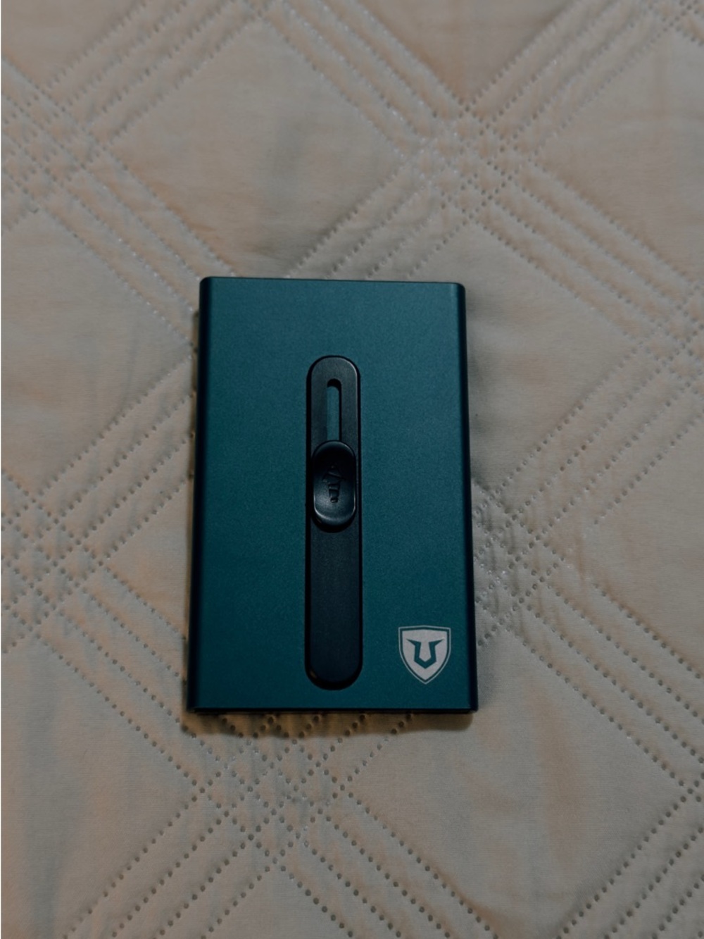 Slim Card Holder Wallet in Teal with Shield Logo